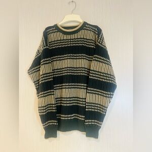 Vintage Woods and Gray Men Checkered Crewneck Sweater Ramie and Cotton